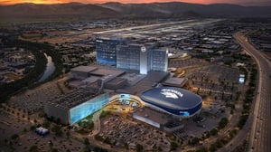 Rendering of Reno Arena Aerial Main View Looking South.