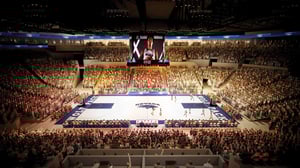 Rendering of Reno Arena View of Basketball Court Setup.