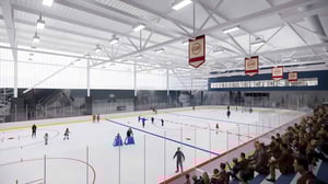 Rendering of Reno Arena View of Community Ice Rink.
