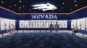Rendering of Reno Arena View of Nevada Men's Basketball Locker Room.